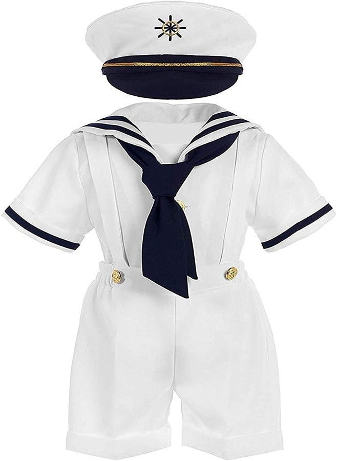 iGirlDress Baby Toddler Boys Nautical Sailor Outfit Short Suit 4 Piece Set 12mos White - Image 1
